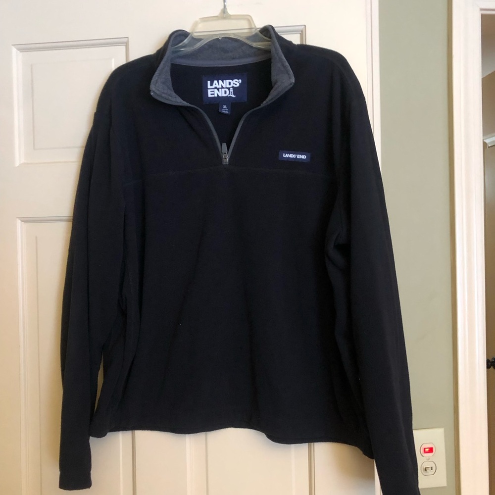 Lands' End Black and Gray Fleece Pullover
